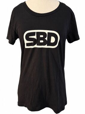 SBD Womens Eclipse Competition Tee Black White Crewneck 100% Cotton Large